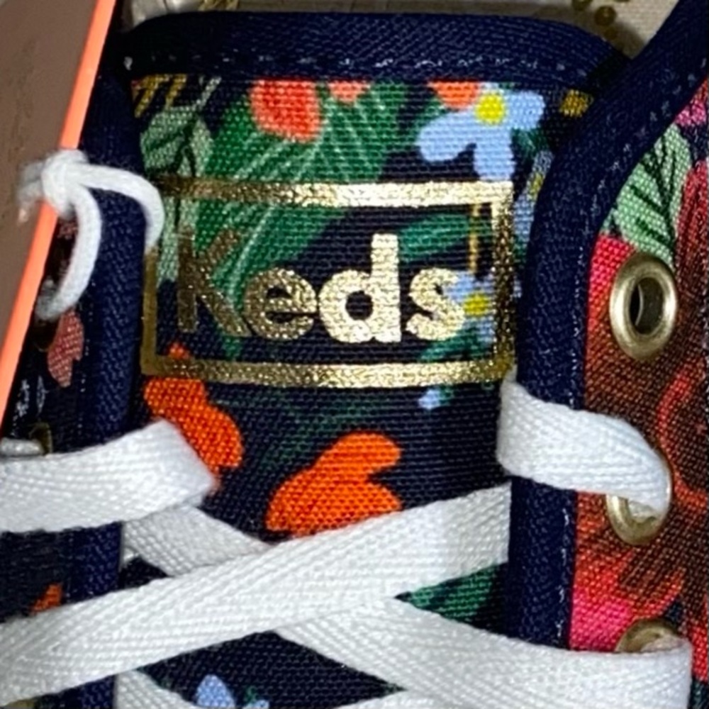 NEW Rifle Paper Co x Keds Kick Start Wild Rose Canvas Sneakers Navy Floral 7.5 - Picture 13 of 13